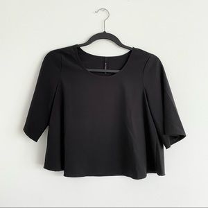 B Jewel Boxy Wide Sleeve Crop Top Black Size XS